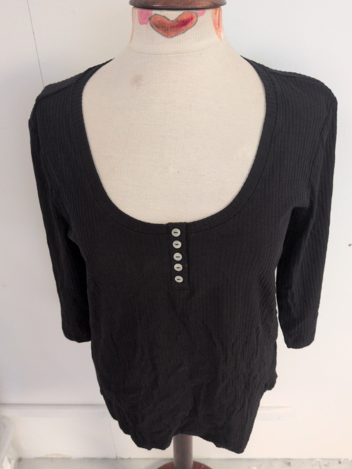 Crew Clothing 14 Black 3/4 Sleeve Blouse