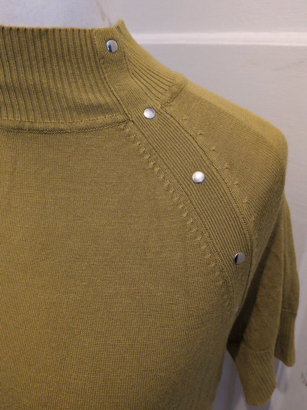 Wallis 12 Petite Khaki Short Sleeve High Neck Jumper