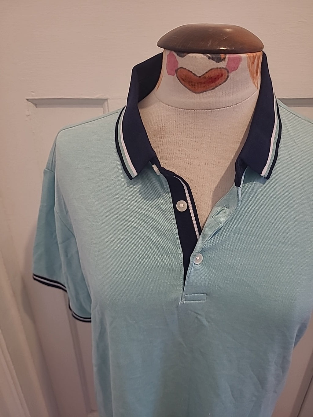 Mens M&S Size Medium Regular Fit Mint Coloured Short Sleeved Polo