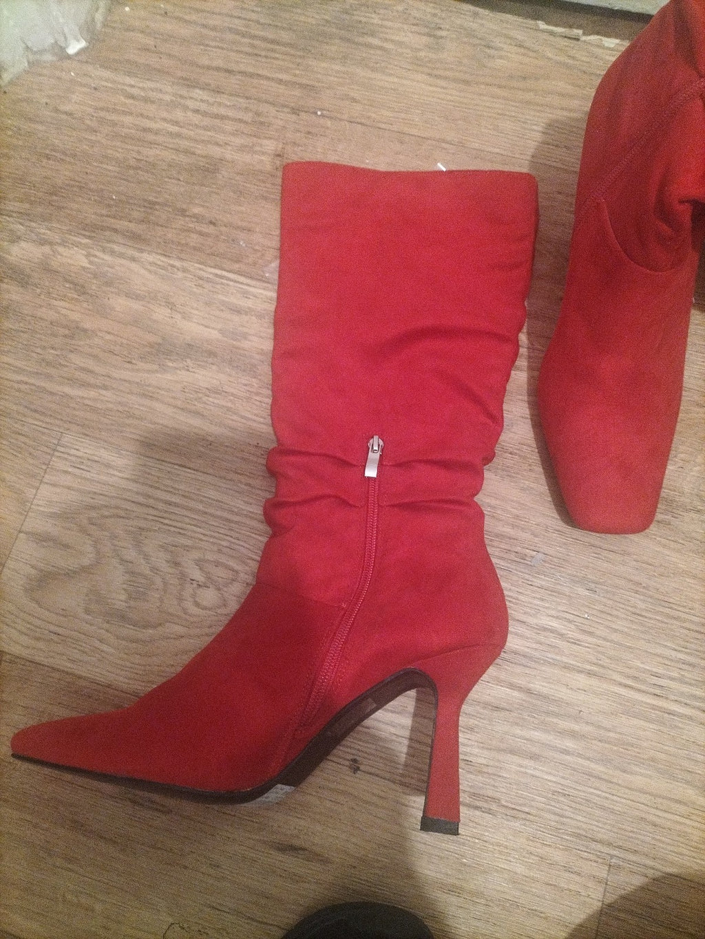 Ladies Uk Size 7 Red Heels Calf