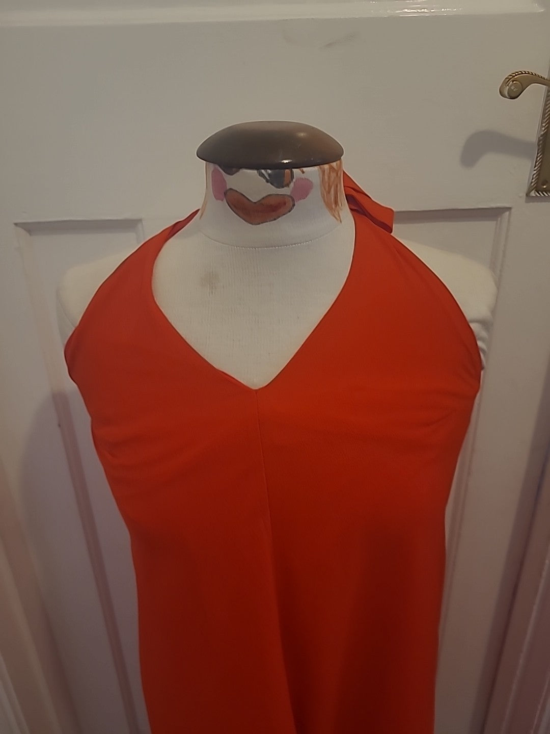 Ladies Topshop Size 10 Red Sleeveless Halterneck Midi Dress