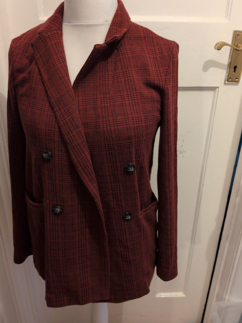 Topshop 8 Burgundy And Black Buttoned Jacket