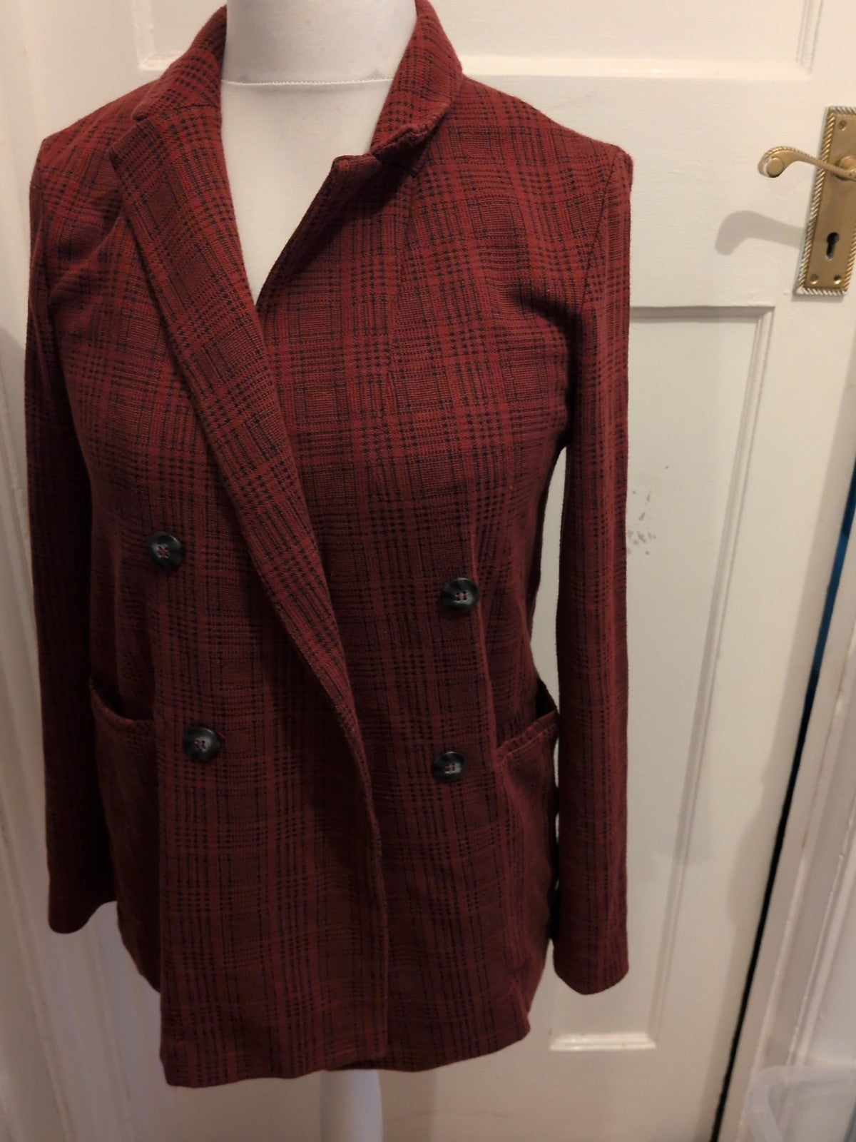 Topshop 8 Burgundy And Black Buttoned Jacket