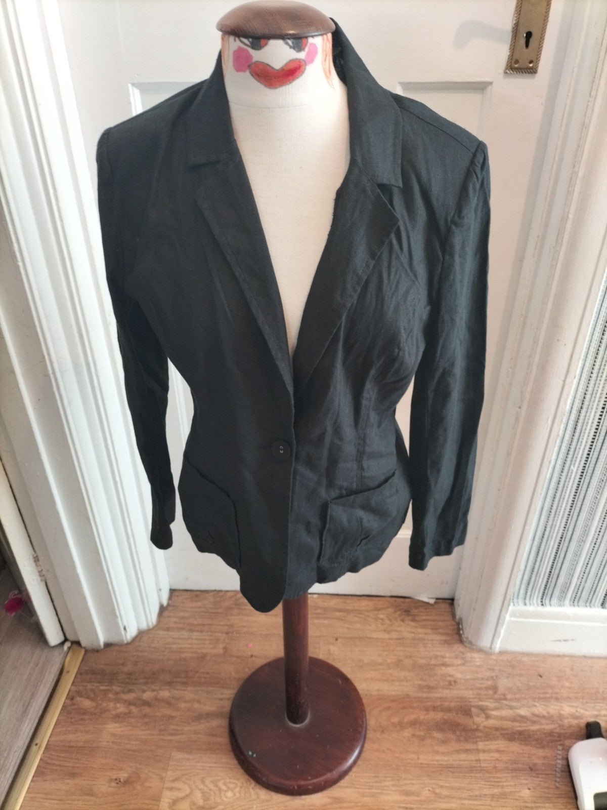 Ladies Peacocks Size 14 Black Long Sleeved Blouse