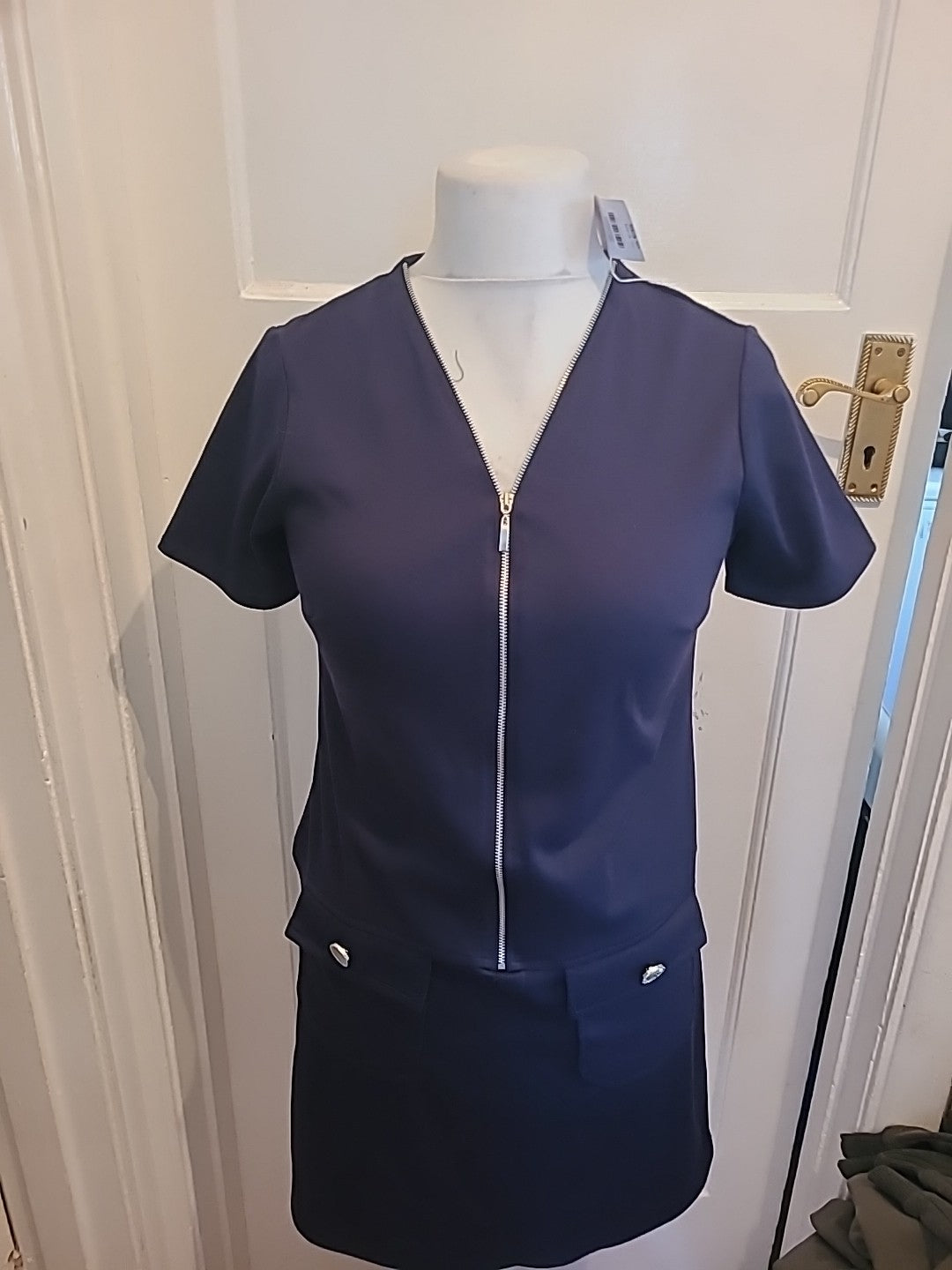 Brand New Ladies Wallis Size 12 Navy Short Sleeved Dress Rrp £35