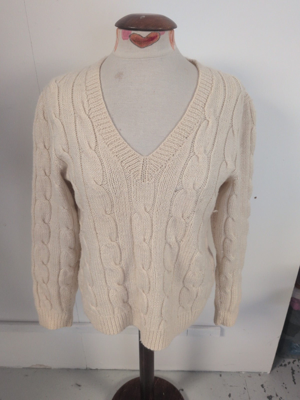 XL Cream Patterned Knit Pullover Jumper