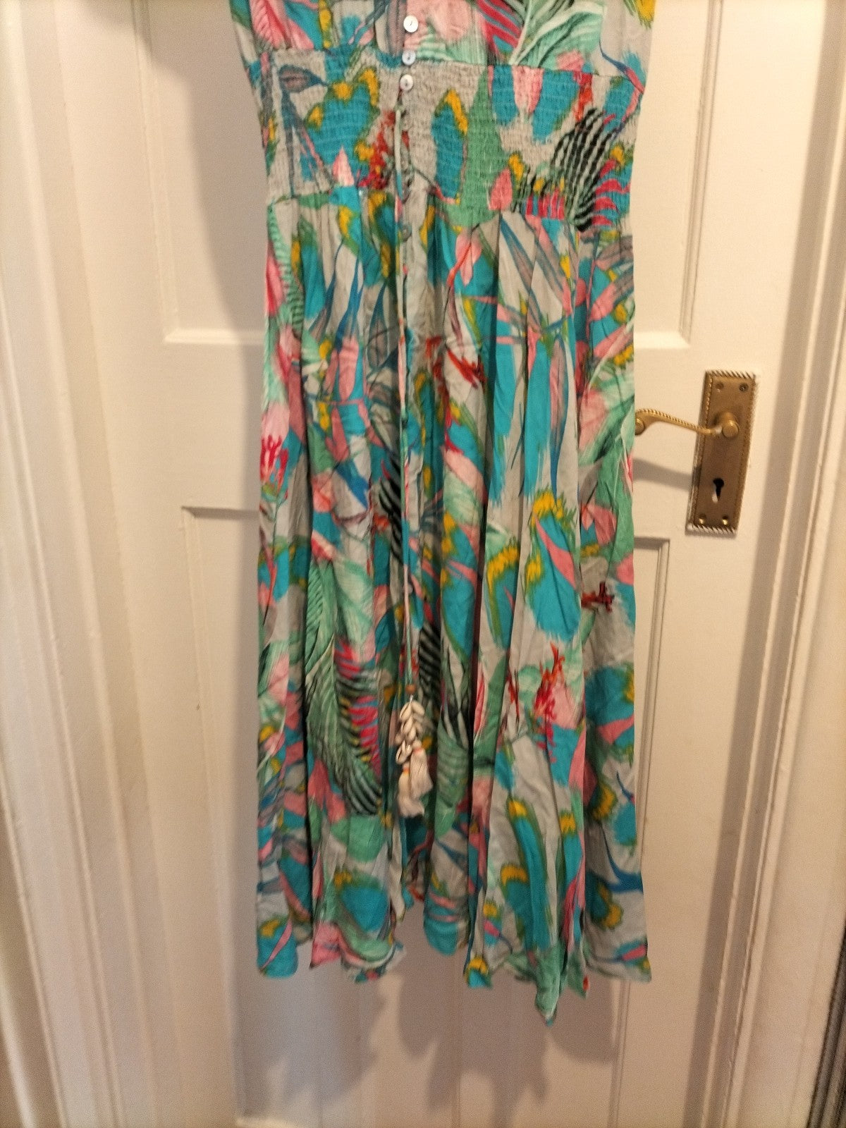 Ladies Last Queen Paris Size Small Multicoloured Cap Sleeved Long Dress