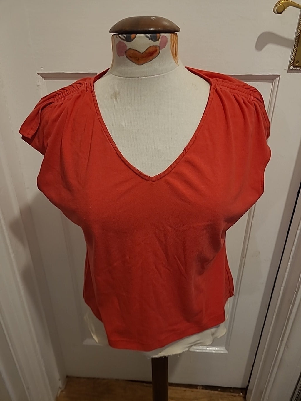 Ladies Studio Size Medium Red Cap Sleeved Tshirt