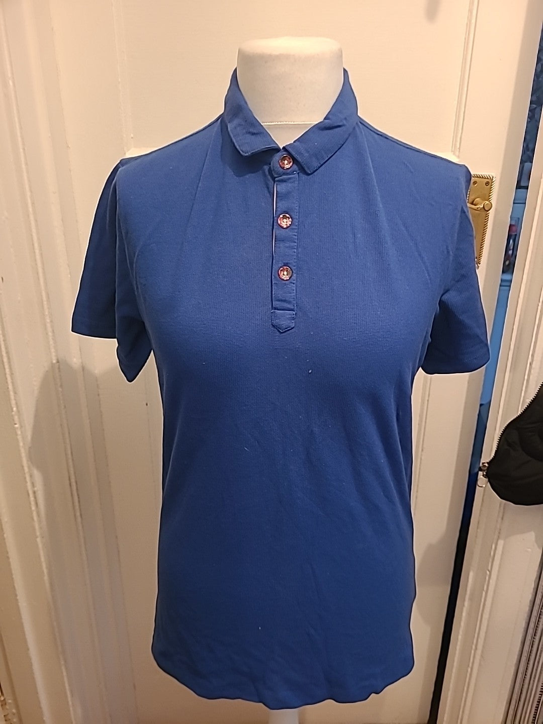 Brand New Mens BCL London Size Medium Cobalt Blue Short Sleeved Waffle Polo