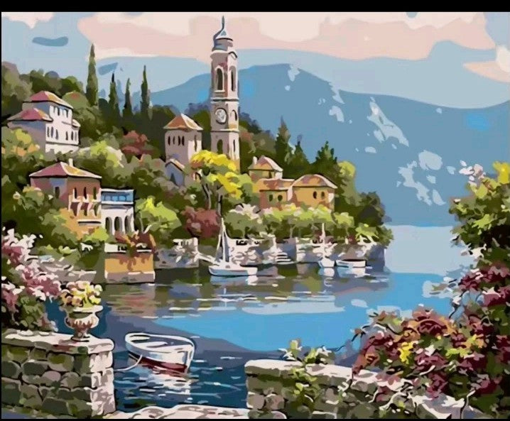 Adults Paint By Numbers Scene Canvas Includes All Equipment Hillside Scene