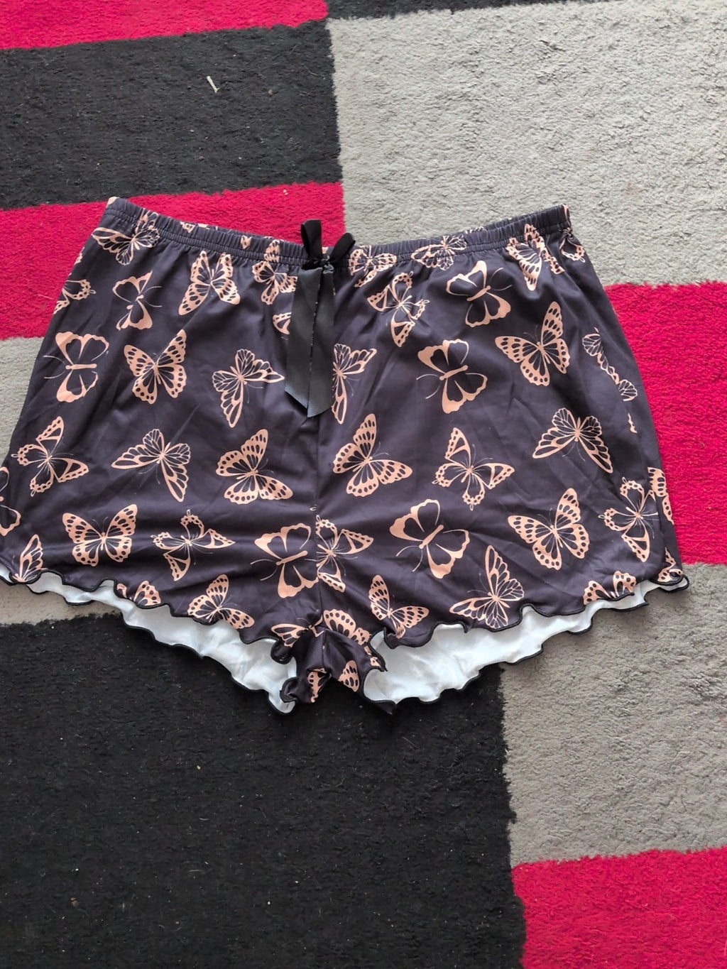 2XL Black And Brown Butterfly Pyjama Sleep Shorts