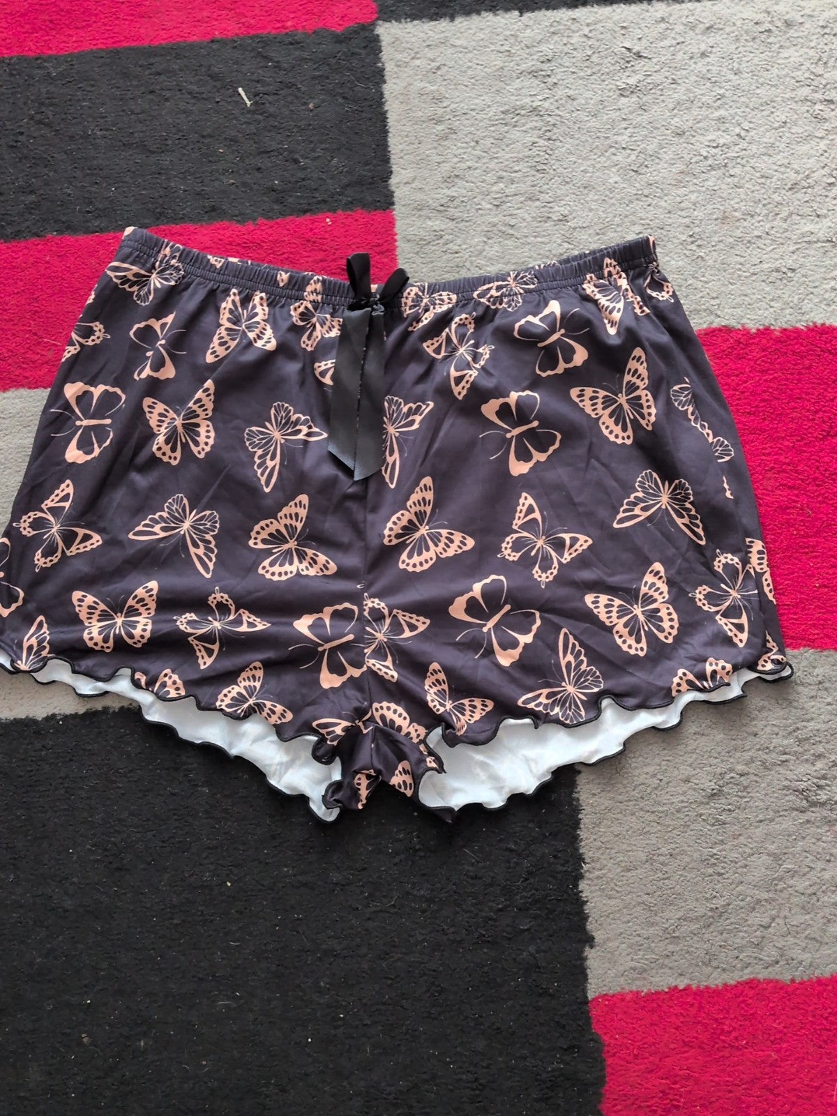 2XL Black And Brown Butterfly Pyjama Sleep Shorts