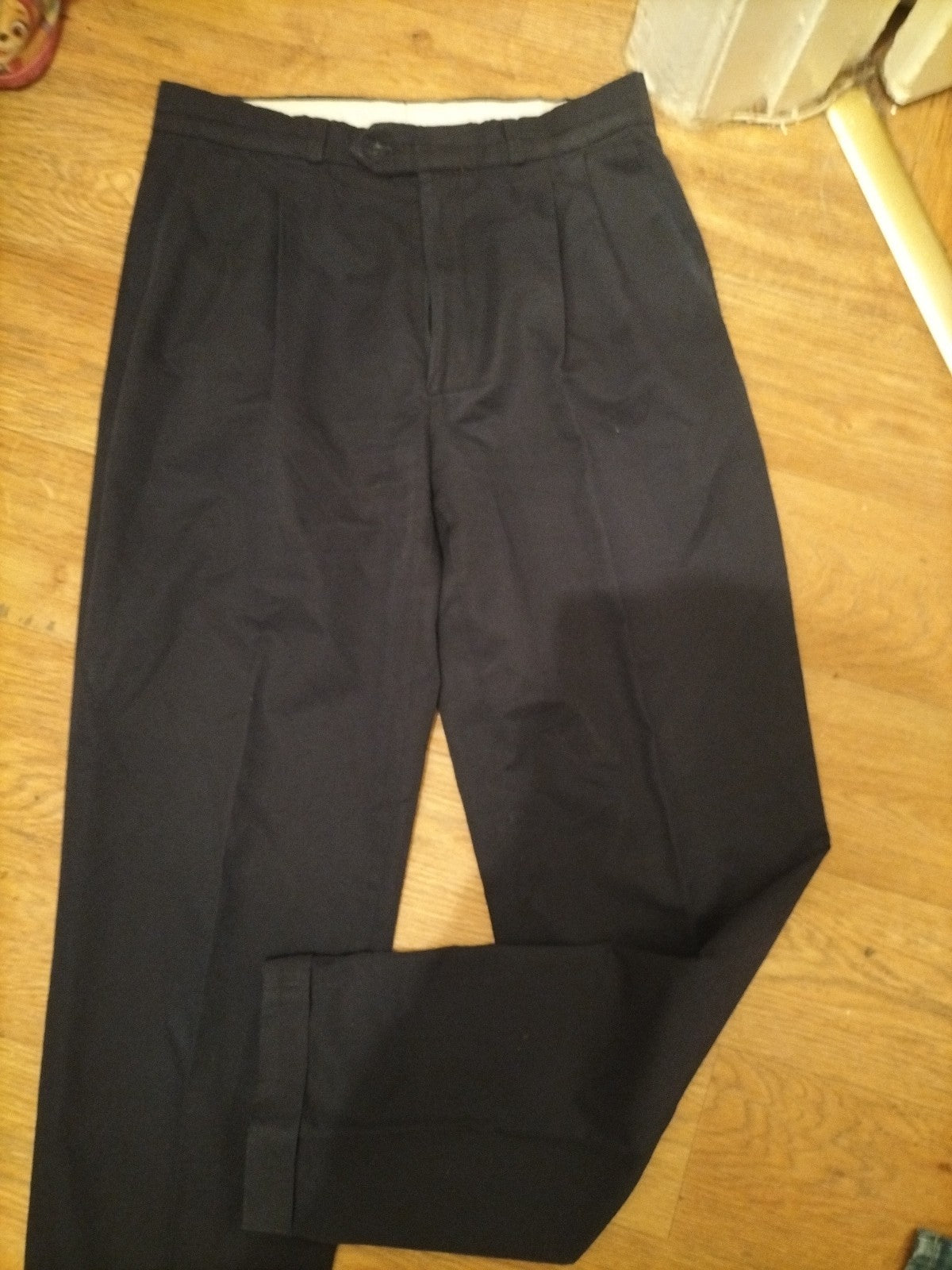 Mens Debenhams Size 32x33.5 Navy Trousers Smart