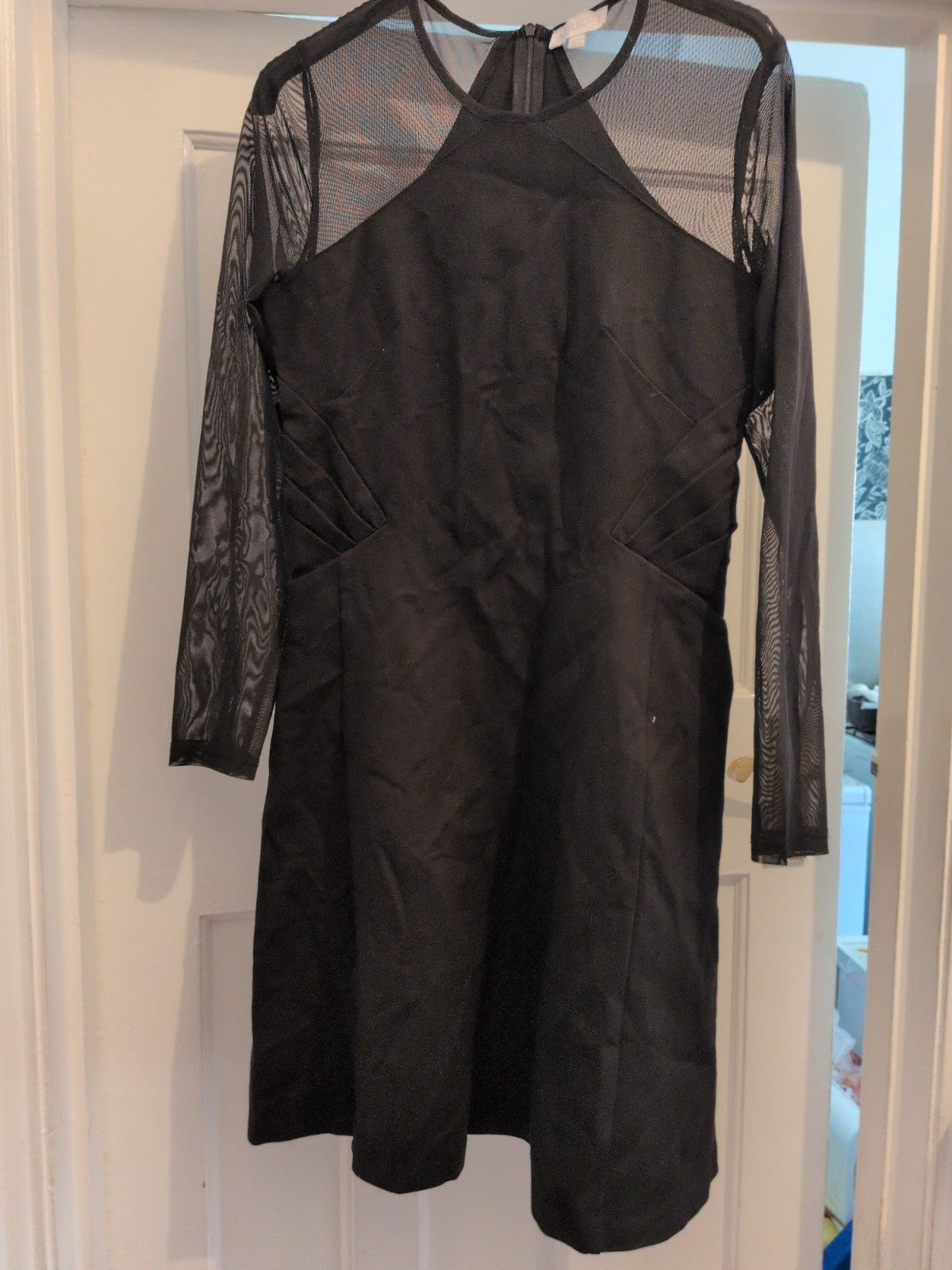 Apricot 12 Upper Mesh Black Long Sleeve Dress