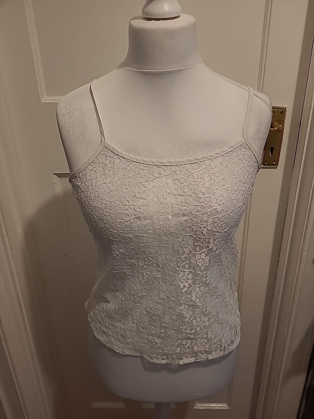 Ladies George Size 10 White Lace See Through Pyjama Top