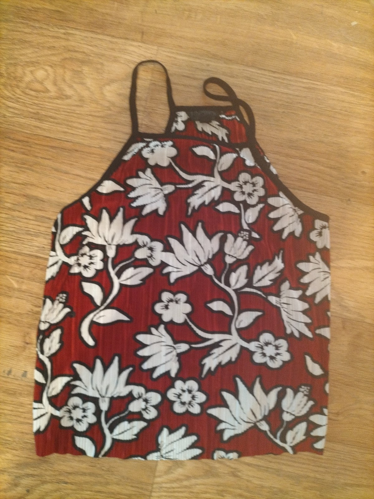 Ladies Topshop Size 6 Red White Floral Sleeveless Tshirt