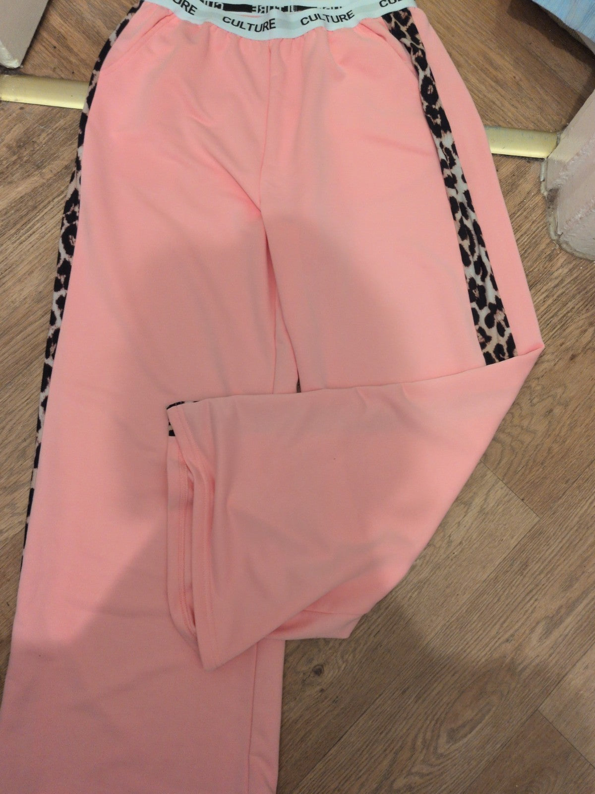 Large Pink Wide Leg Straight Leg Trousers