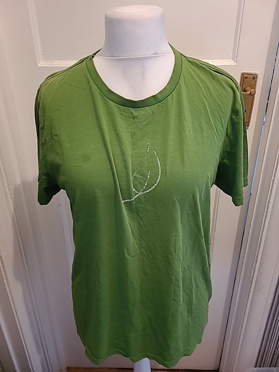 Mens Size L Green With White Leaf Short Sleeved Tshirt