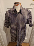 Mens Ciro Citterio Size Medium Beige/Gold Check Short Sleeved Shirt