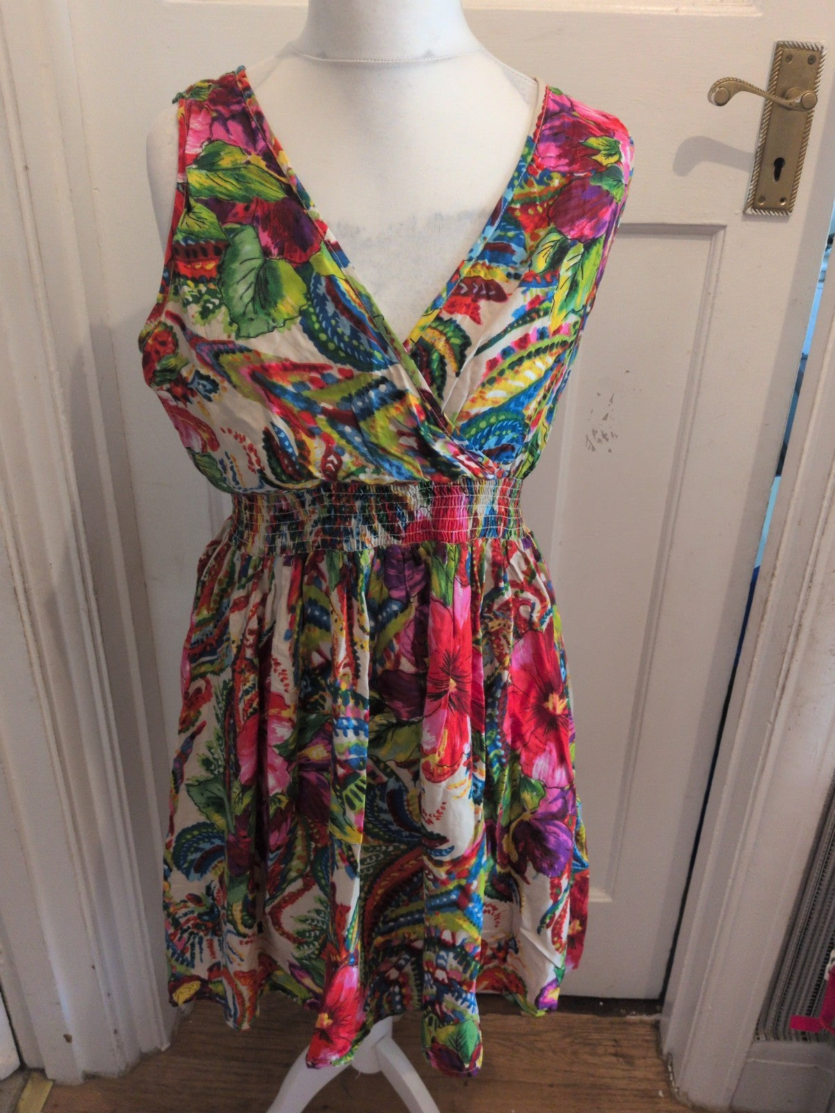 Ladies Peacocks Size 12 Multi Sleeveless Fit And Flare Dress