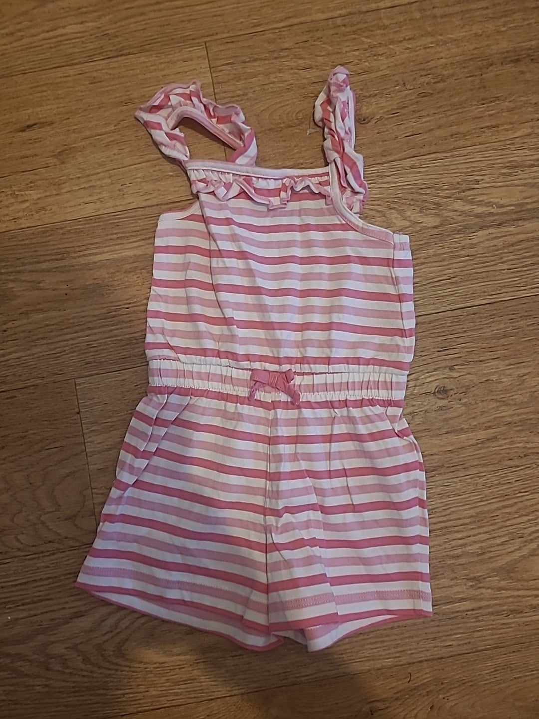 Girls George 12-18 Months Pink White Striped Playsuit