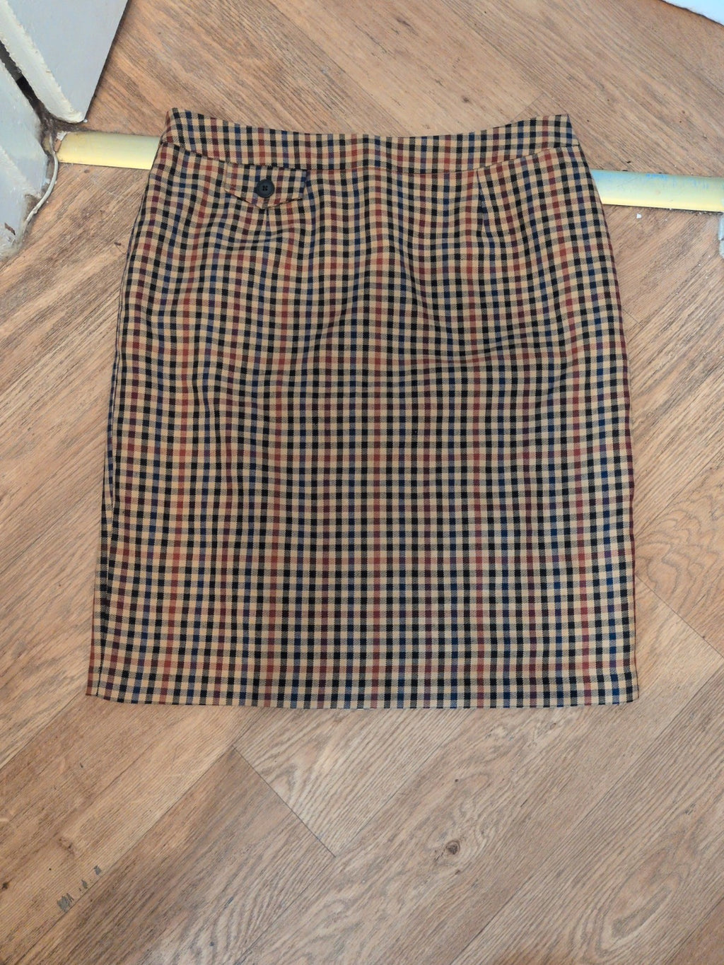 Tu 16 Beige/Brown Check Lined Knee Length Skirt
