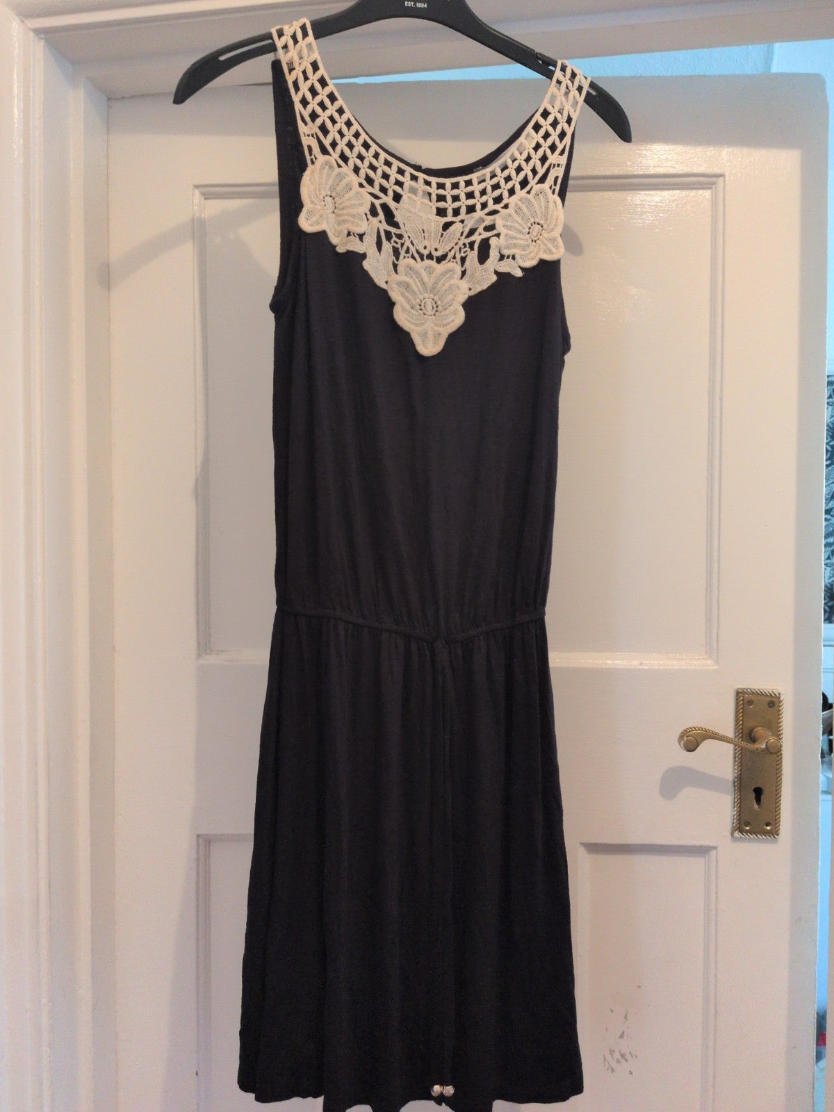 Brand New George 8 Black Sleeveless Floral Neck Dress