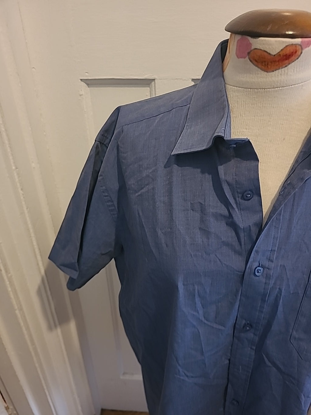 Mens Thomas Nash Size 16" Petrol Blue Easy Care Short Sleeved Shirt