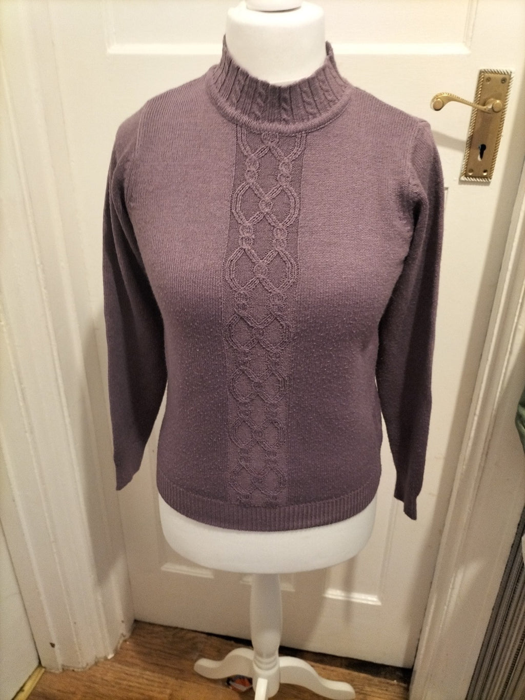 Ladies EWM Size 10-12 Purple High Neck Long Sleeved Pullover Jumper