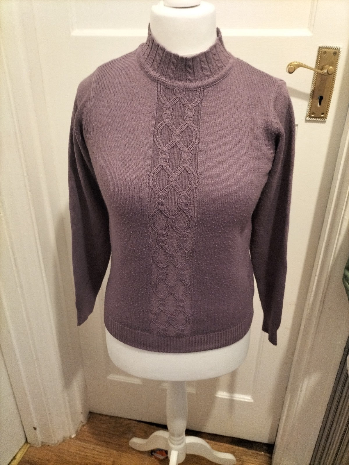 Ladies EWM Size 10-12 Purple High Neck Long Sleeved Pullover Jumper