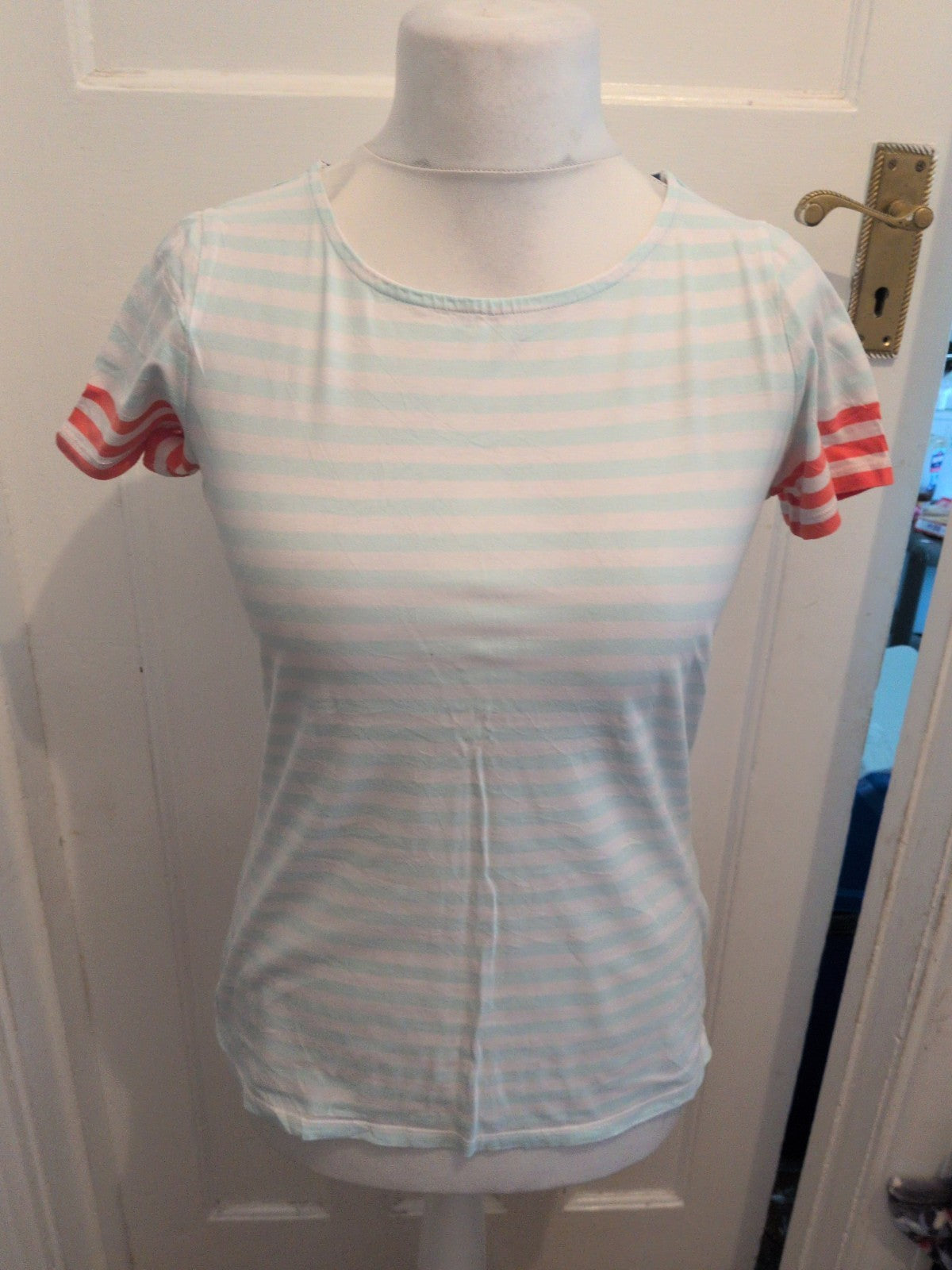 Boden 12 Pale Turquoise Stripe T-shirt Short Sleeve