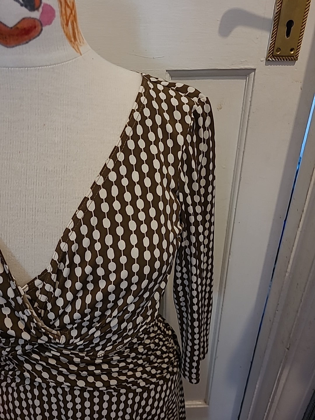 Ladies Molly-Jo Size 10 Brown Spotted Long Sleeved Dress