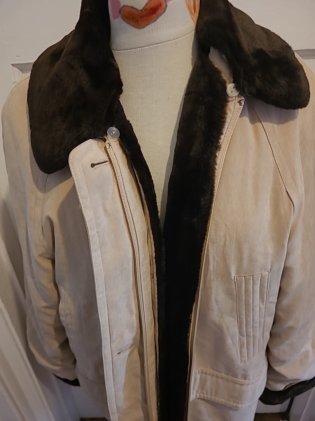 Ladies Ensign Size L/XL Beige Faux Fur Coat