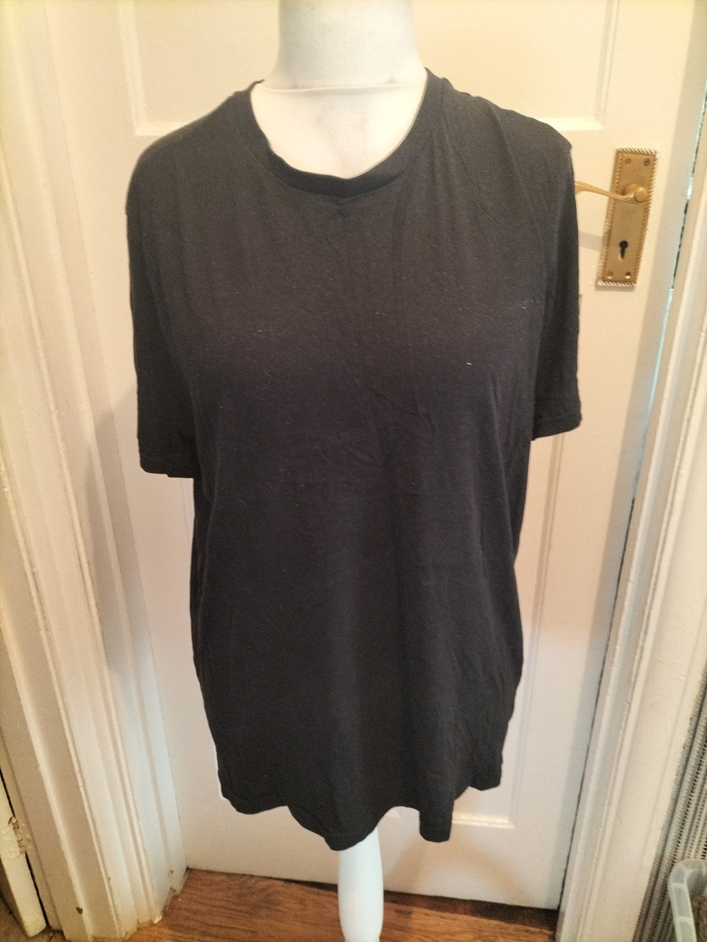 Mens George Size L Black Round Neck Short Sleeved Plain Tshirt