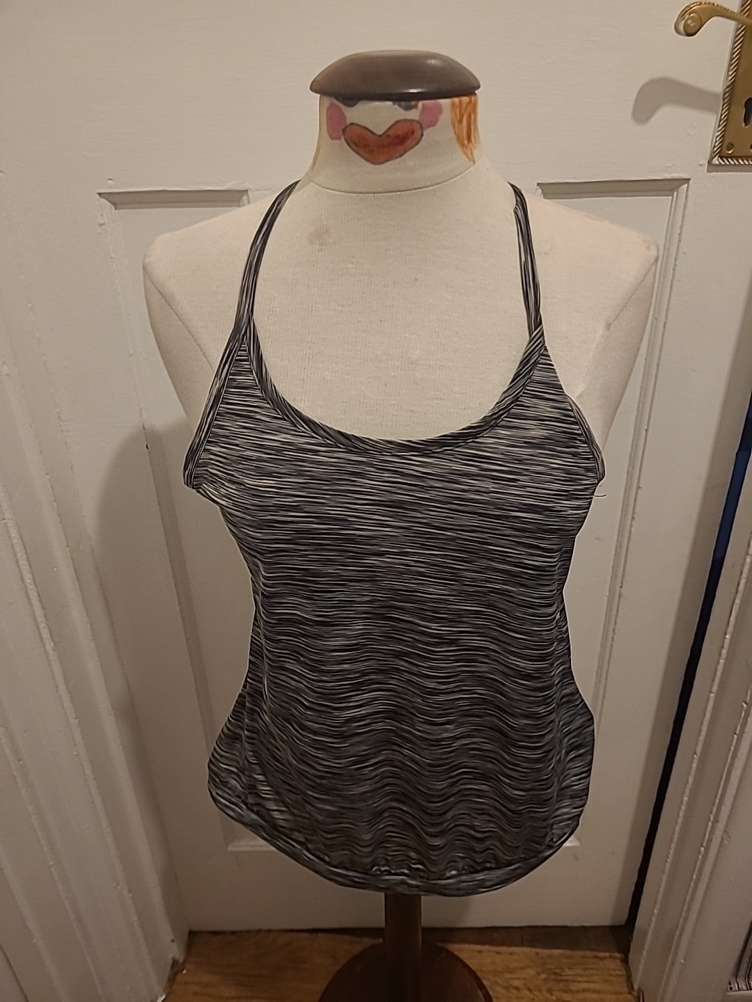 Ladies H&M Sport Size Medium Grey Fleck Racer Style Vest Top