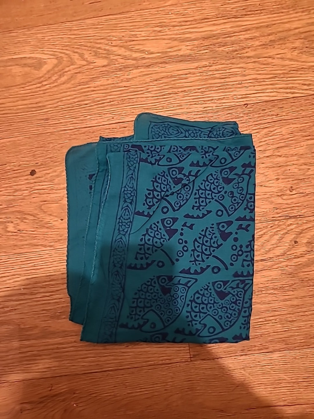 Ladies Navy And Turquoise Patterned Scarf