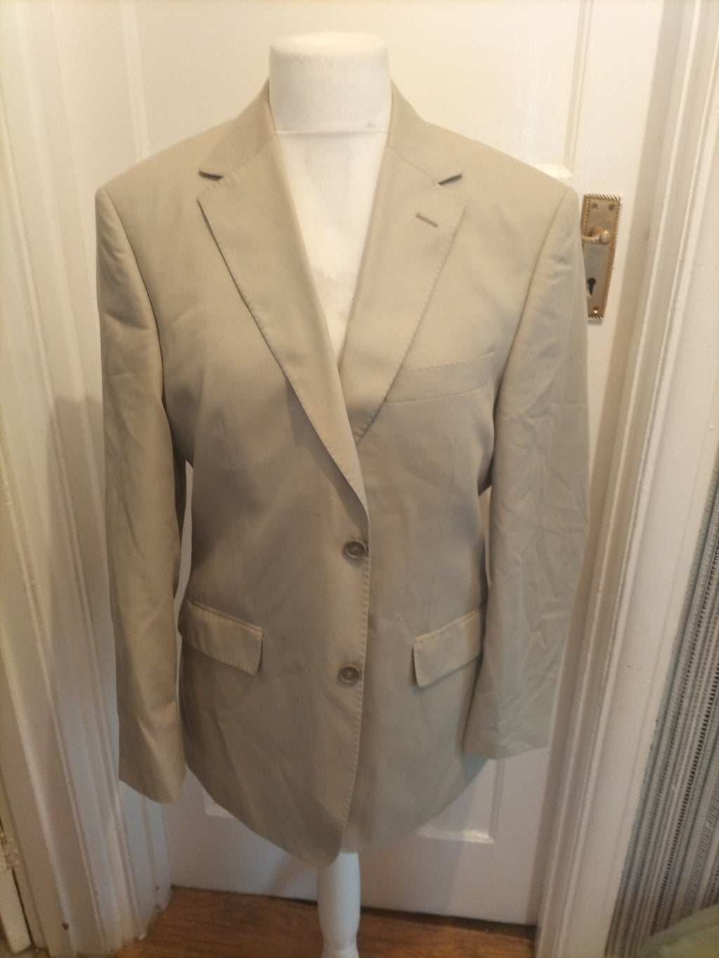 Mens Marks And Spencer Tailoring Size 40s Beige Lightweight Tuxedo Jacket