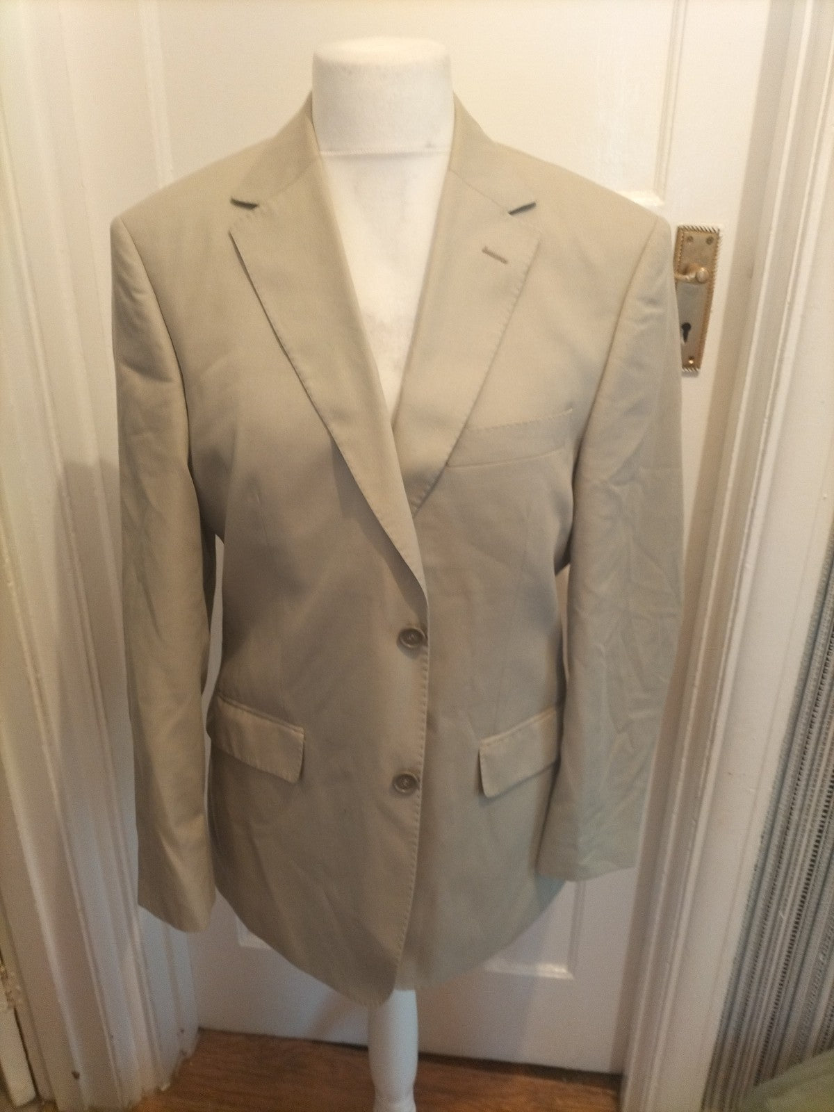 Mens Marks And Spencer Tailoring Size 40s Beige Lightweight Tuxedo Jacket