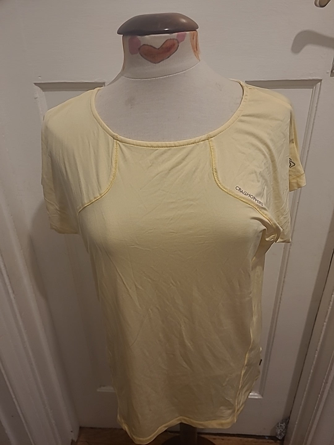 Ladies Craighoppers Size 16 Yellow/White Striped Short Sleeved Tshirt
