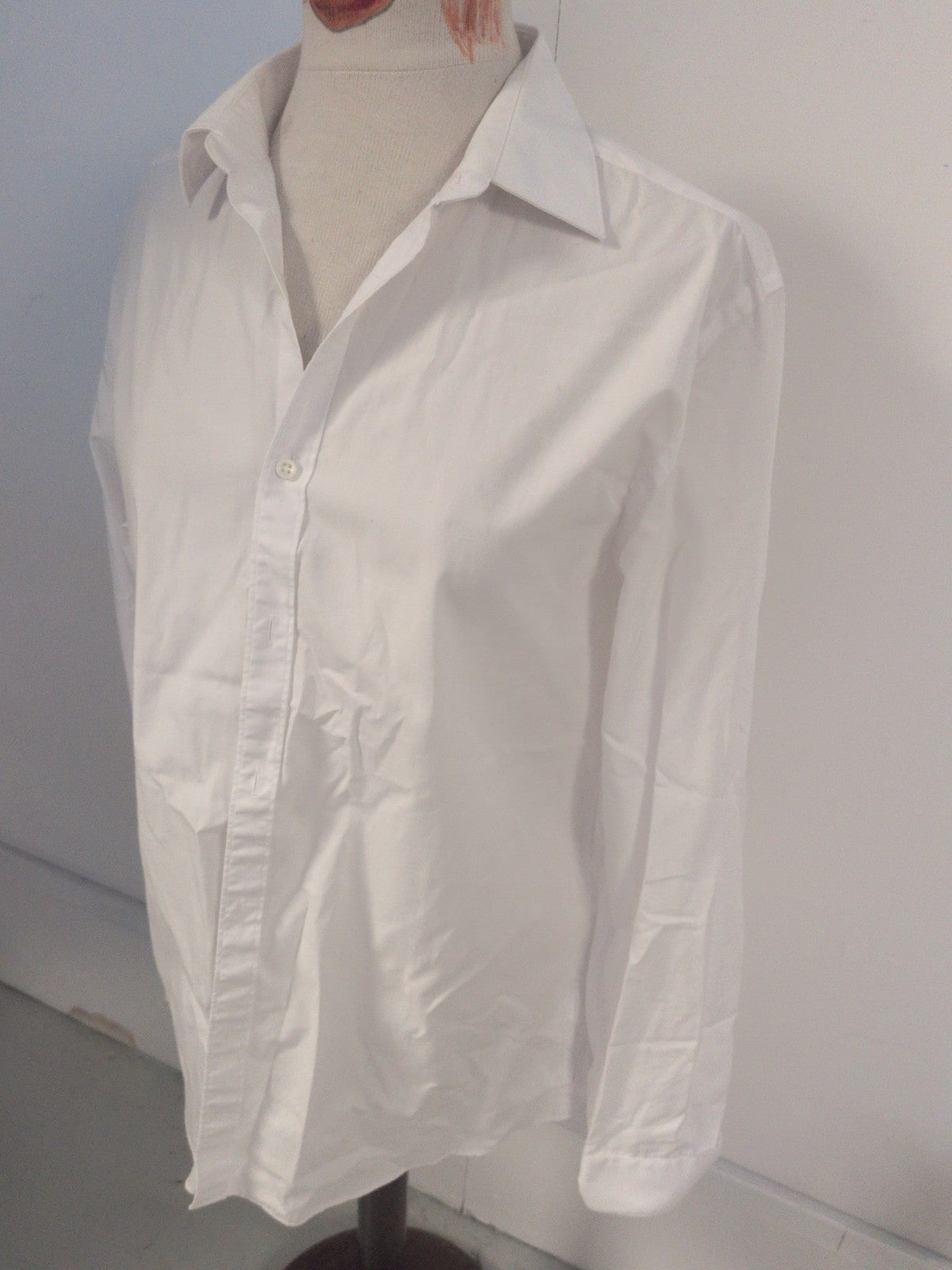 Mens 15.5 Fashion Fit White Long Sleeve Dress Shirt