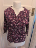 Ladies Purple Floral Top MAINE size 14 3/4 Sleeve Free Delivery