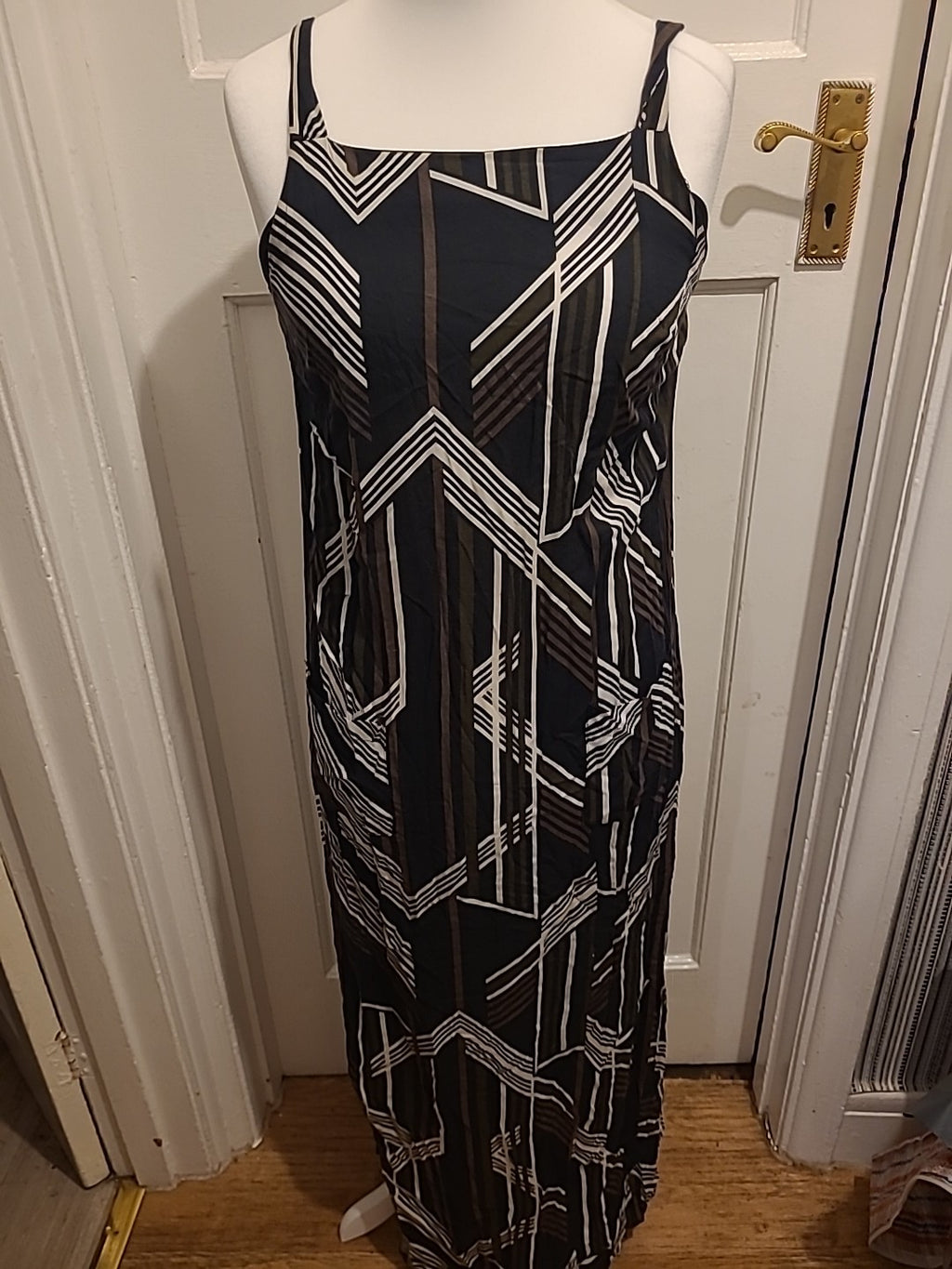 Ladies Dorothy Perkins Size 12 Black/Brown/White Sleeveless Long Pencil Dress