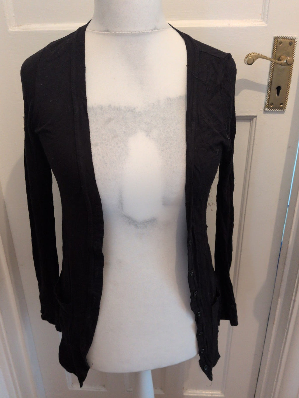 New Look 8 Black Open Blouse Long Sleeve