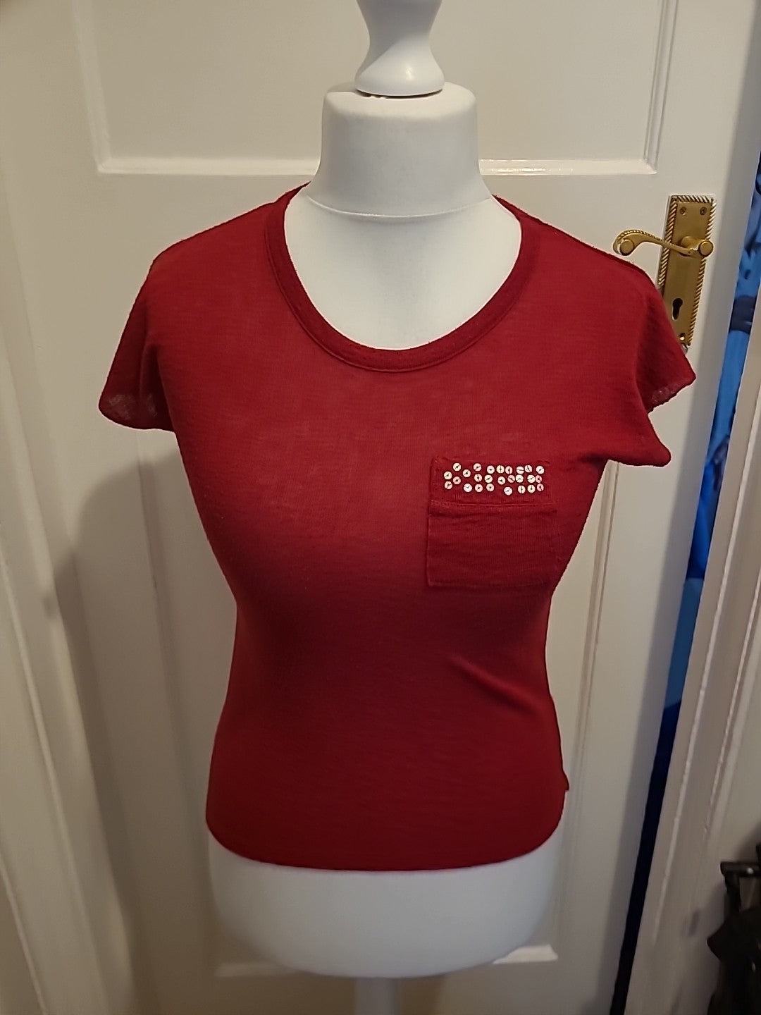 Ladies Angel Size Xxs Red Short Sleeve T-shirt