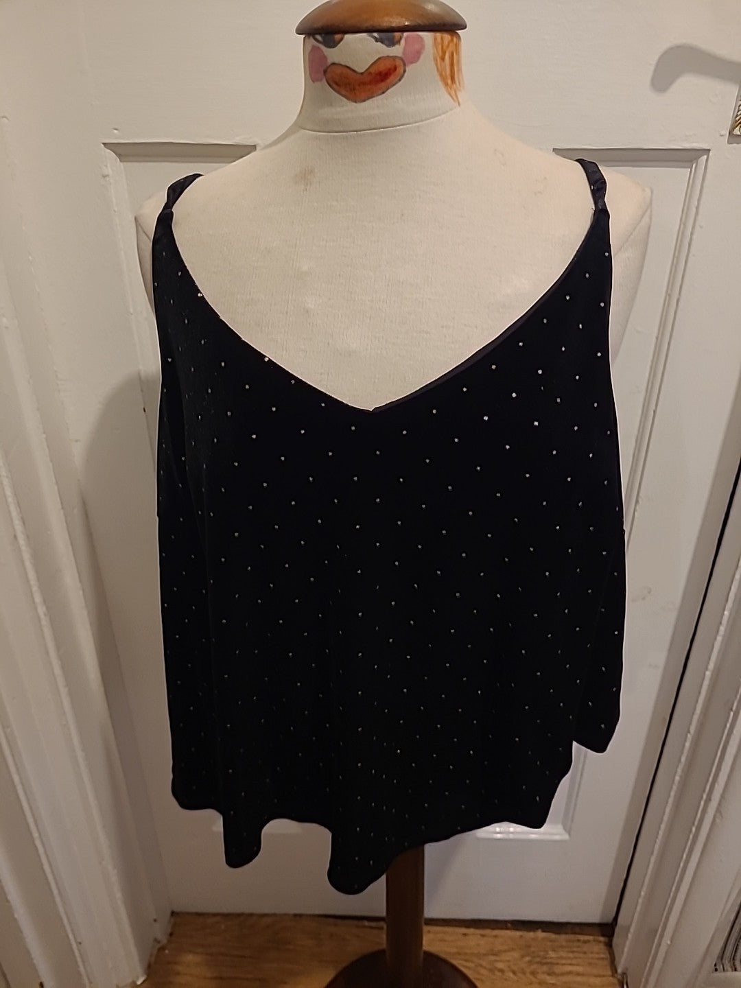 Ladies George Size 20 Black Lined With Gold Spots Blouse