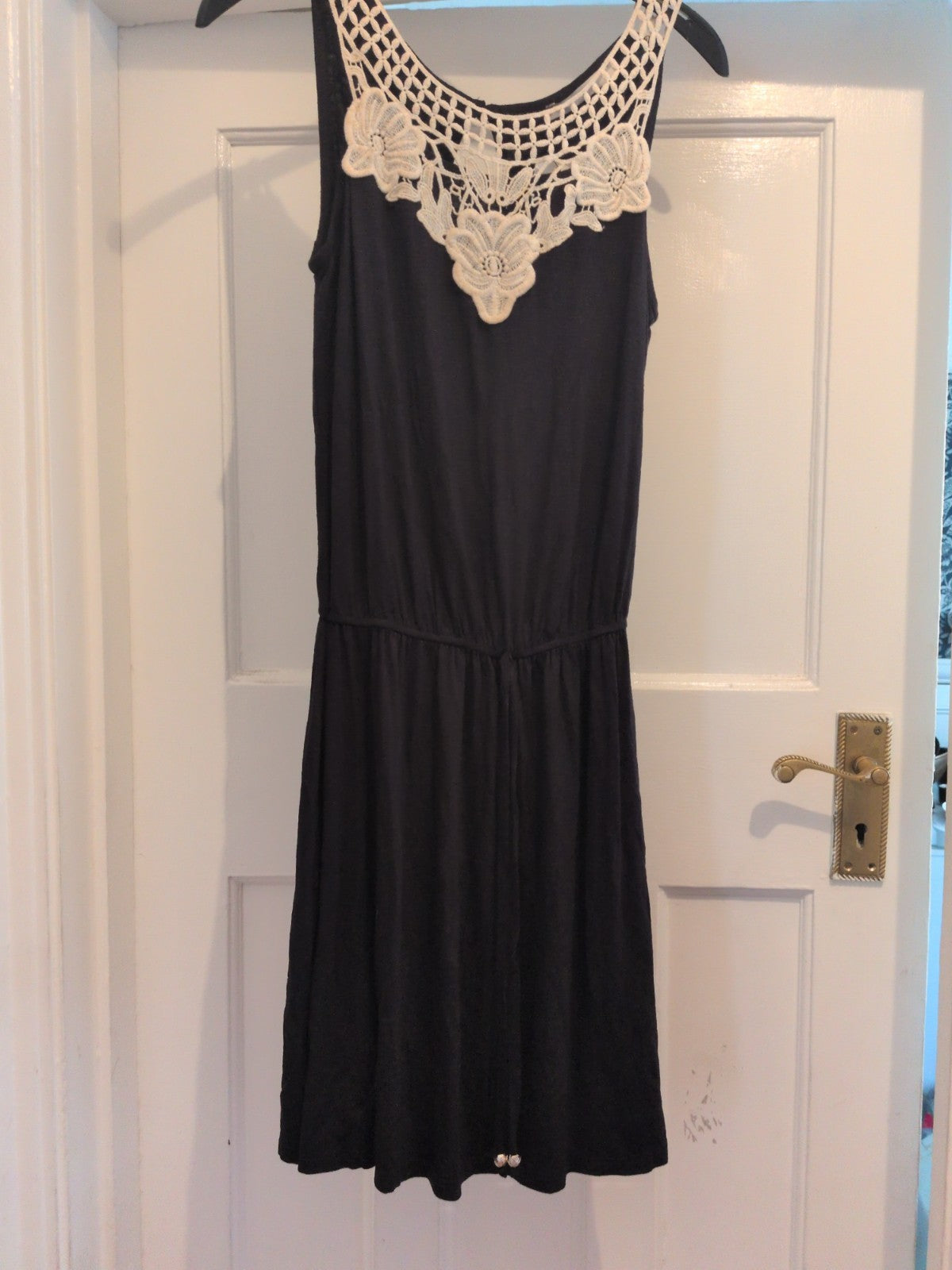 Brand New George 8 Black Sleeveless Floral Neck Dress
