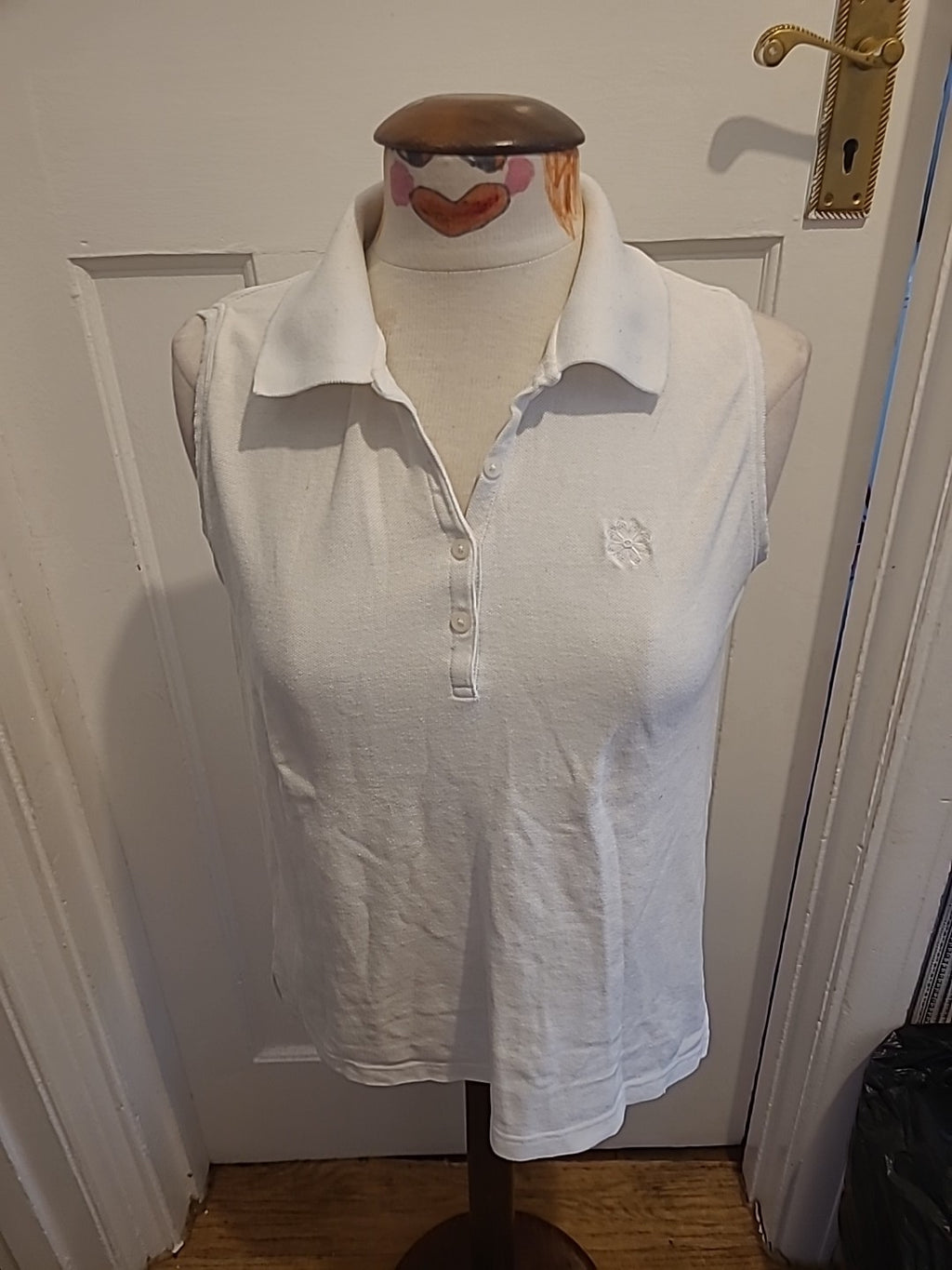 Mens AW Golf Size Medium White Sleeveless Polo
