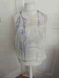 Ladies Post Script Size 14 Blue And White Sleeveless Blouse