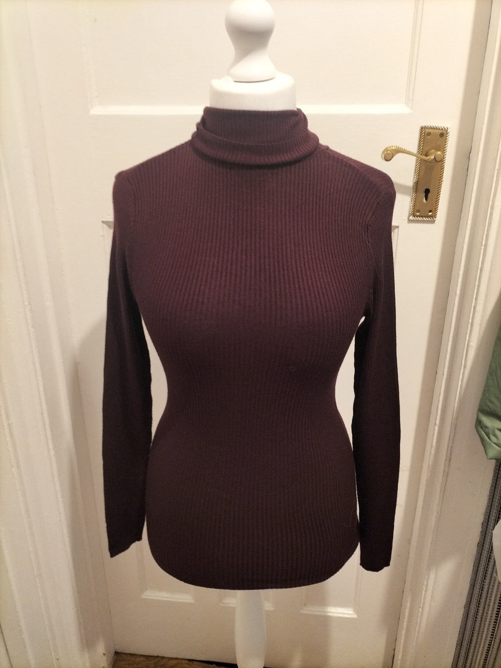 Ladies Primark Size 12 Dark Purple High Neck Jumper