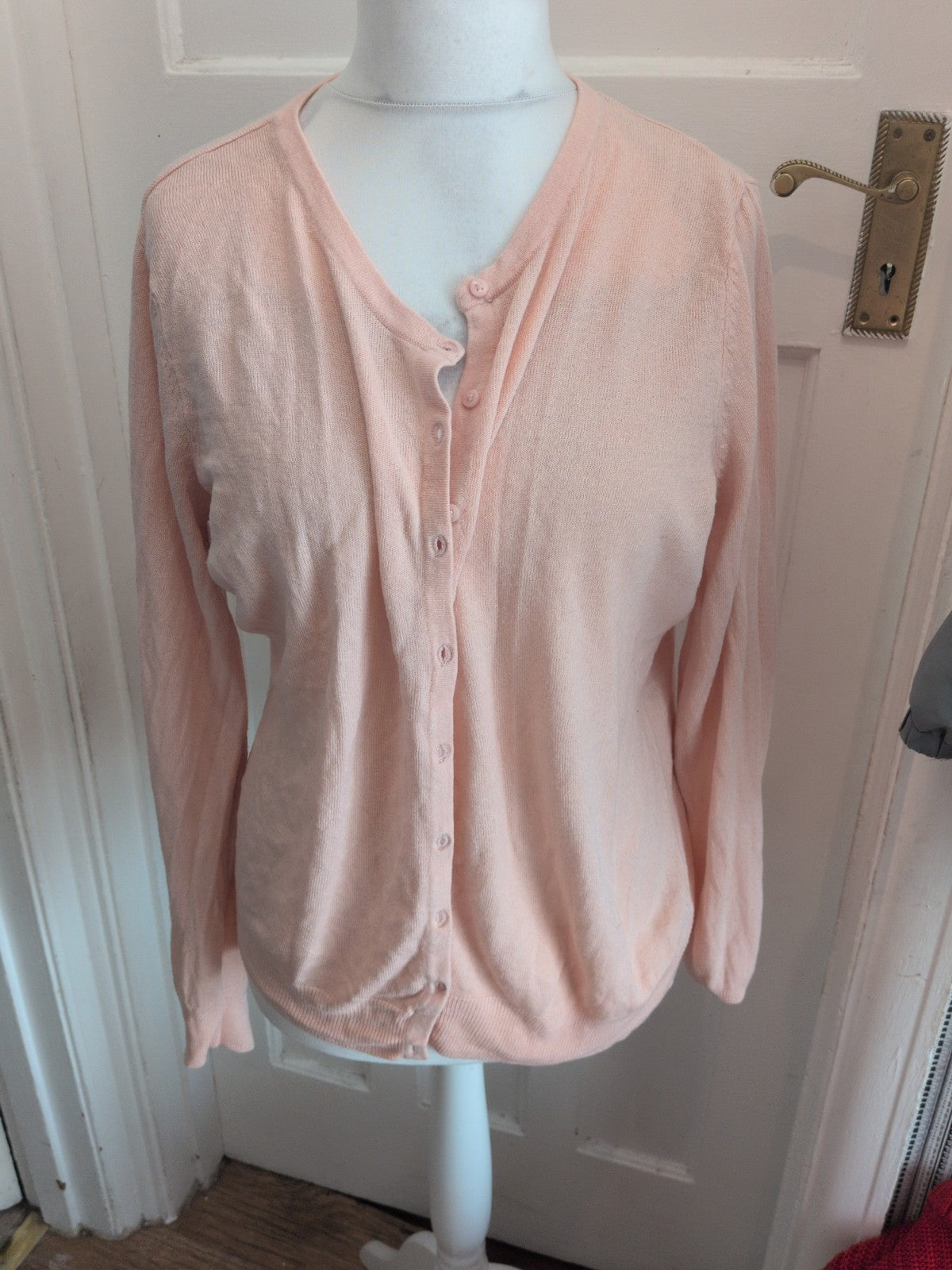 Bonmarche 22 Pale Pink Buttoned Long Sleeve Cardigan